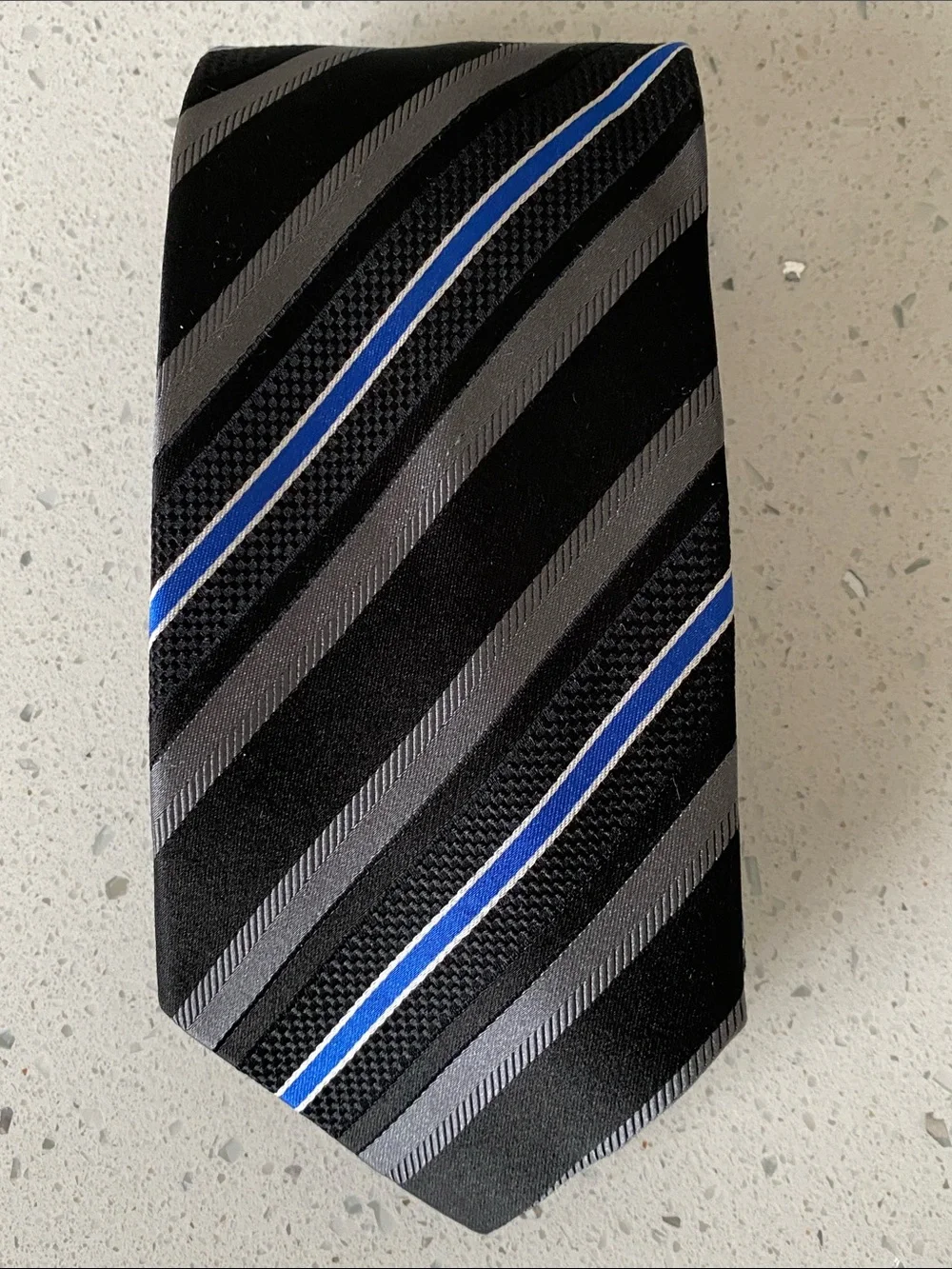 Donald Trump Black & Gray Stripe Tie with Blue Accent